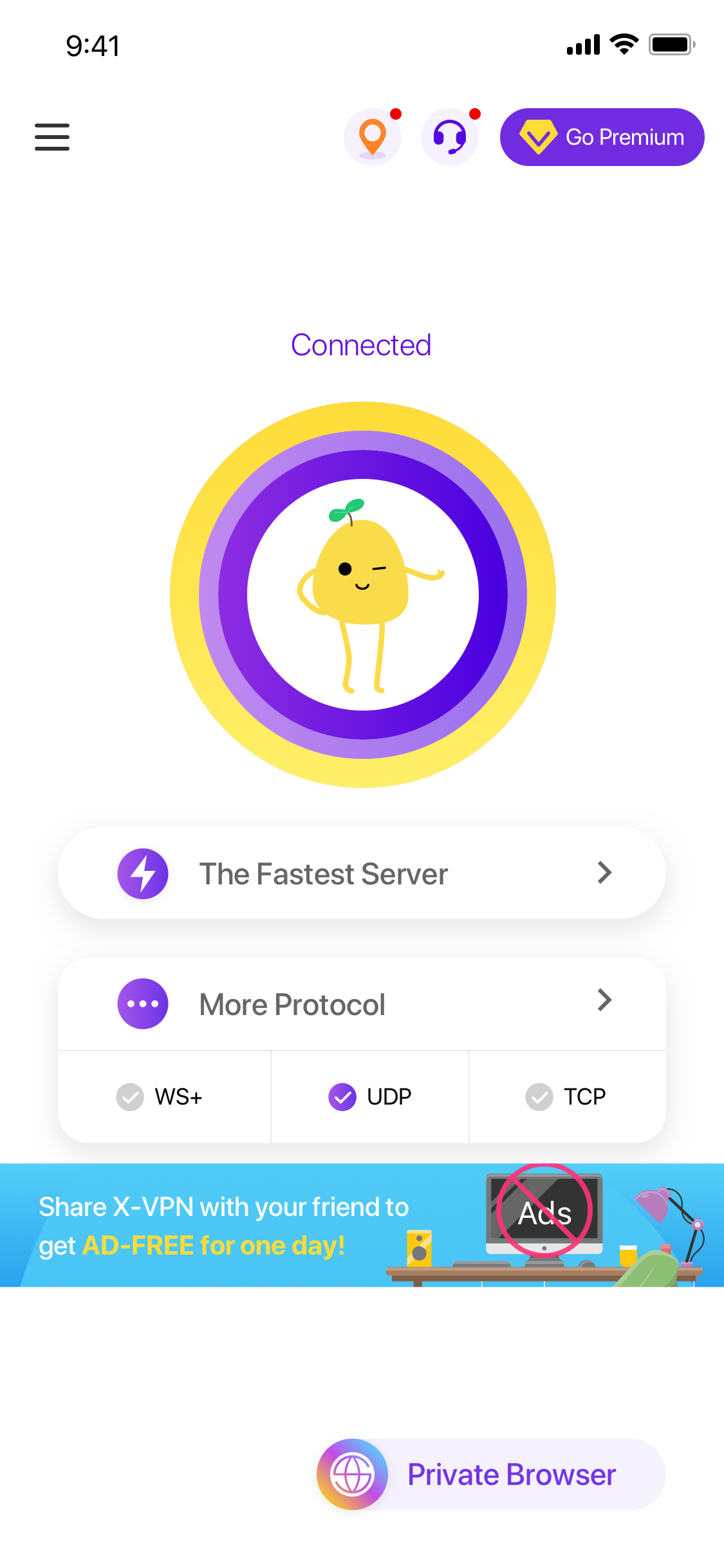 Choose Servers and Connect, potato vpn 